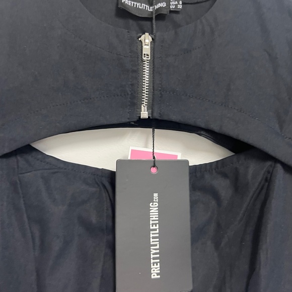 prettylittlething Black Woven Lace Up Detail Bodycon dress - Picture 4 of 6